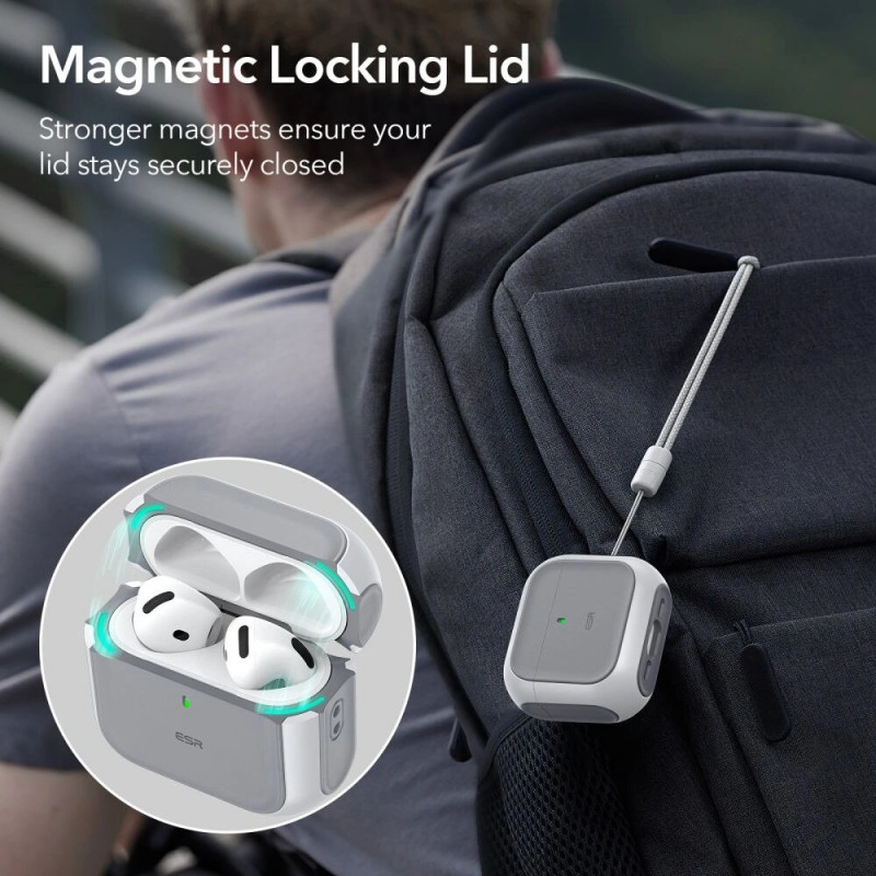 Funda ESR Orbit HaloLock MagSafe para Apple AirPods 4, blanca
