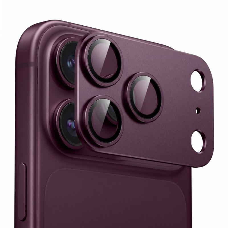 Protector de lente de cámara Tech-Protect Camfull Fit+ para Apple iPhone 18 Pro, burdeos