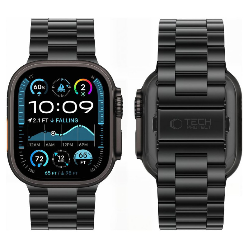 Pulsera de acero inoxidable Tech-Protect Stainless THP6099 para Apple Watch 8 / 9 / 10 / 11 / 12 / SE / Ultra 44/45/46/49 mm, negra