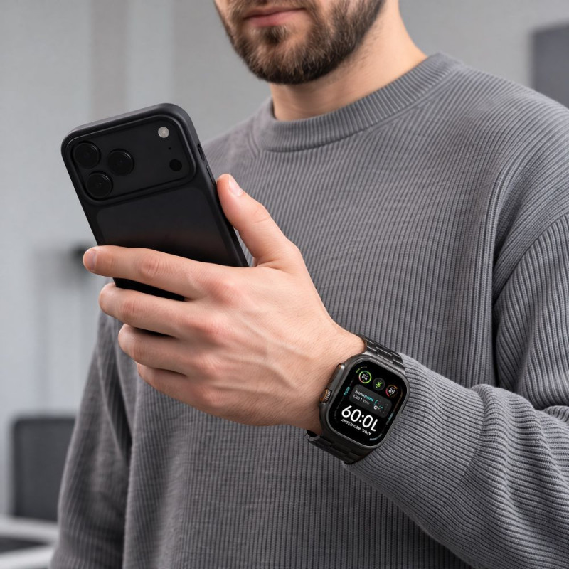 Pulsera de acero inoxidable Tech-Protect Stainless THP6099 para Apple Watch 8 / 9 / 10 / 11 / 12 / SE / Ultra 44/45/46/49 mm, negra