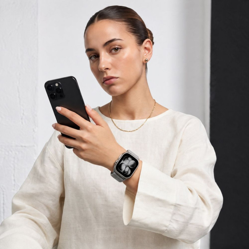 Correa para reloj Tech-Protect Nylonloop Apple Watch 8 / 9 / 10 / 11 / 12 / SE / Ultra 44/45/46/49 mm, gris claro