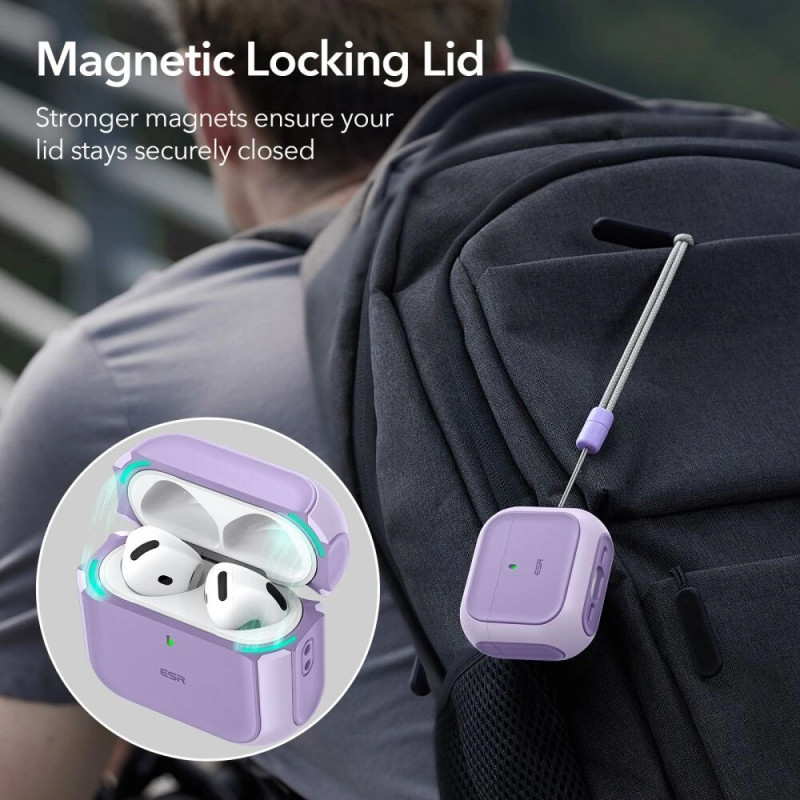 Funda ESR Orbit HaloLock MagSafe para Apple AirPods 4, morada