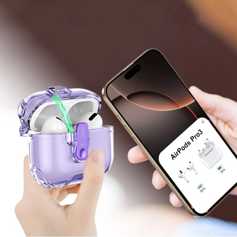 Funda protectora Tech-Protect Bounce Pro para estuche de carga Apple AirPods Pro 3, transparente