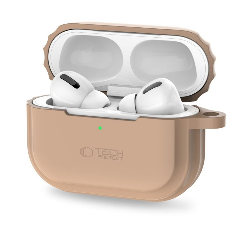 Funda de silicona con cordón Tech-Protect para Apple AirPods Pro 1 / 2, Cafe Latte