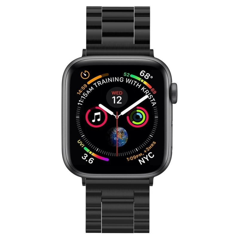 Correa Spigen Modern Fit para Apple Watch 4/5/6/7/SE/8/9/Ultra 44/45/49 mm, acero inoxidable, negra