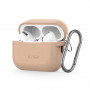 Funda con mosquetón de silicona Tech-Protect para Apple AirPods Pro 1 / 2, Cafe Latte