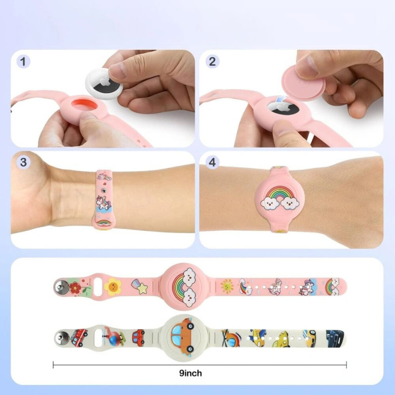 Tech-Protect Pulsera suave para niños para Apple AirTag 1 / 2, colorida (2 uds)