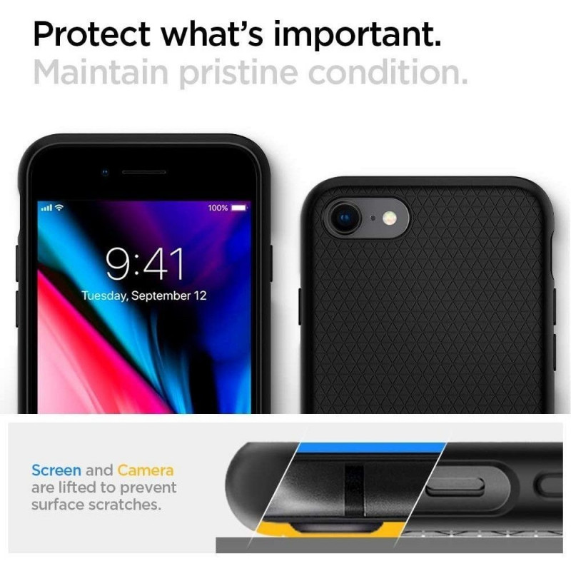 Funda Spigen Liquid Air para Apple iPhone SE 2022 / SE 2020 / 8 / 7, negra