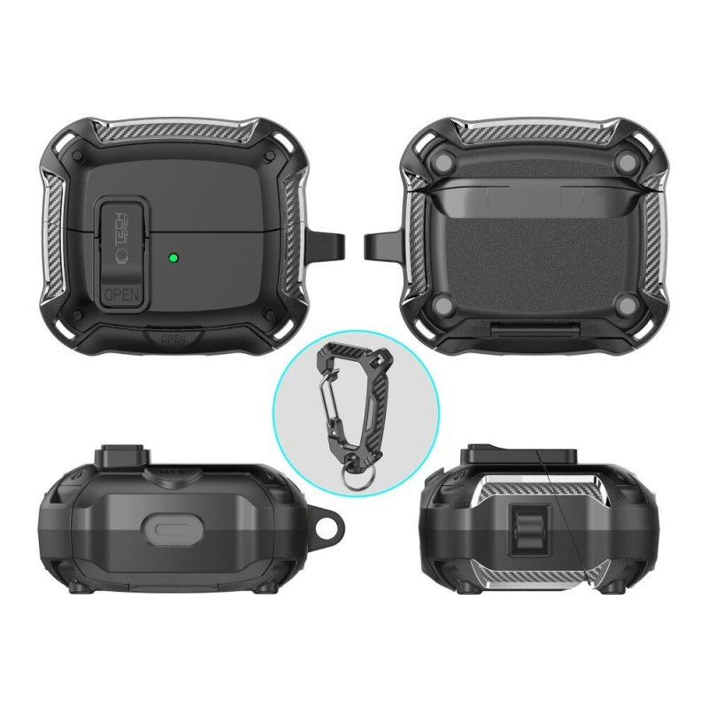 Funda Tech-Protect Carbonox MagSafe THP4736 para Samsung Galaxy Buds 3 / 3 FE / 3 Pro, negra
