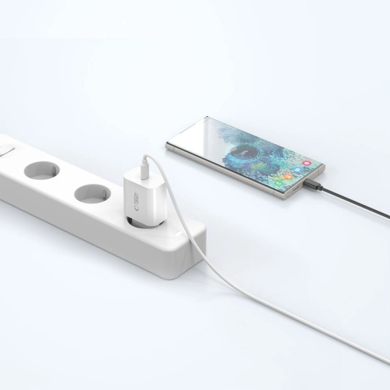Cargador de pared Tech-Protect NC20W de 1 puerto USB-C PD20W, blanco