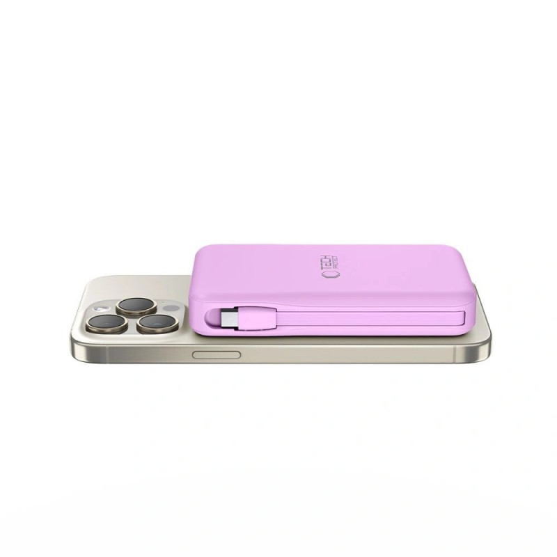 Batería externa Tech-Protect PB31 LifeMag MagSafe, 10000 mAh, 15 W, lavanda