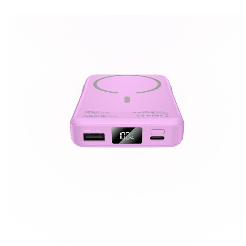 Batería externa Tech-Protect PB31 LifeMag MagSafe, 10000 mAh, 15 W, lavanda