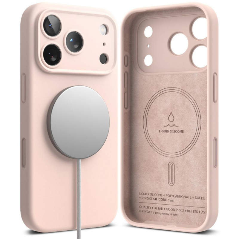 Funda Ringke Silicone Magnetic MagSafe para Apple iPhone 18 Pro, rosa arena