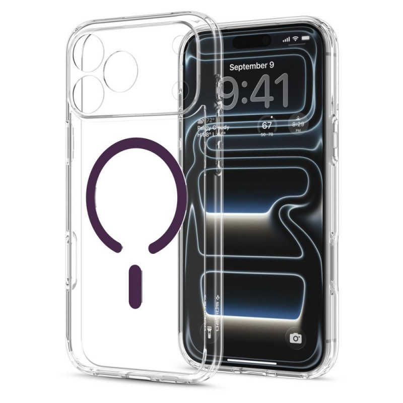 Funda Spigen Ultra Hybrid MagSafe para Apple iPhone 17 Pro / 18 Pro, transparente/burdeos