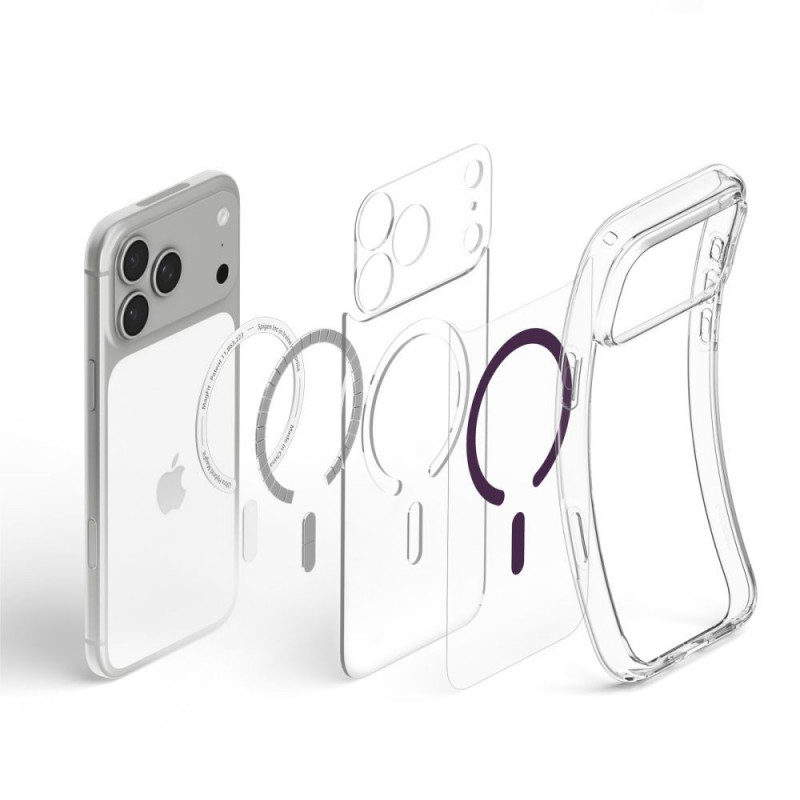 Funda Spigen Ultra Hybrid MagSafe para Apple iPhone 17 Pro / 18 Pro, transparente/burdeos