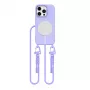 Funda MagSafe Tech-Protect Magnecklace con cordón para Apple iPhone 16 Pro, morada