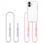 Funda MagSafe Tech-Protect FlexAir Chain para Apple iPhone 16, transparente, con cordones gris y rosa