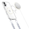 Funda MagSafe Tech-Protect FlexAir Chain para Apple iPhone 16, transparente, con cordones gris y rosa