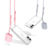 Funda MagSafe Tech-Protect FlexAir Chain para Apple iPhone 16, transparente, con cordones gris y rosa