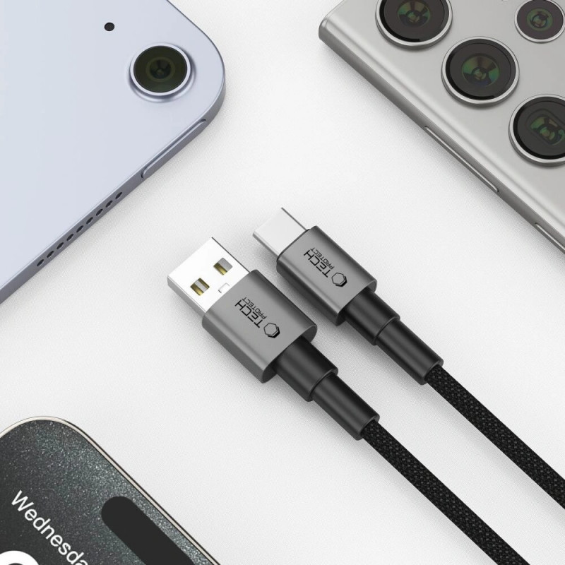Cable Tech-Protect Ultraboost DNA USB-A / USB-C 15W/3A 100 cm, gris hierro