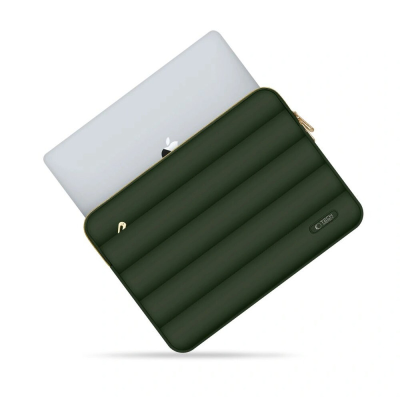 Funda Tech-Protect Puffy para portátil de 15-16" con bolsa de accesorios, verde militar