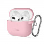Funda Tech-Protect Silicone Hook para Apple AirPods 3 con mosquetón, rosa polvoriento