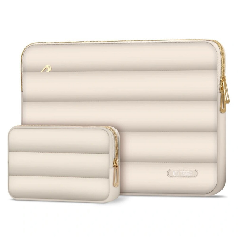 Funda Tech-Protect Puffy para portátil de 13-14" con bolsa de accesorios, arena