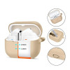 Funda con gancho de silicona Tech-Protect para Samsung Galaxy Buds 3 / 3 Pro, Cafe Latte