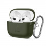 Funda Tech-Protect Silicone Hook de silicona para Apple AirPods 3 con mosquetón, verde oliva
