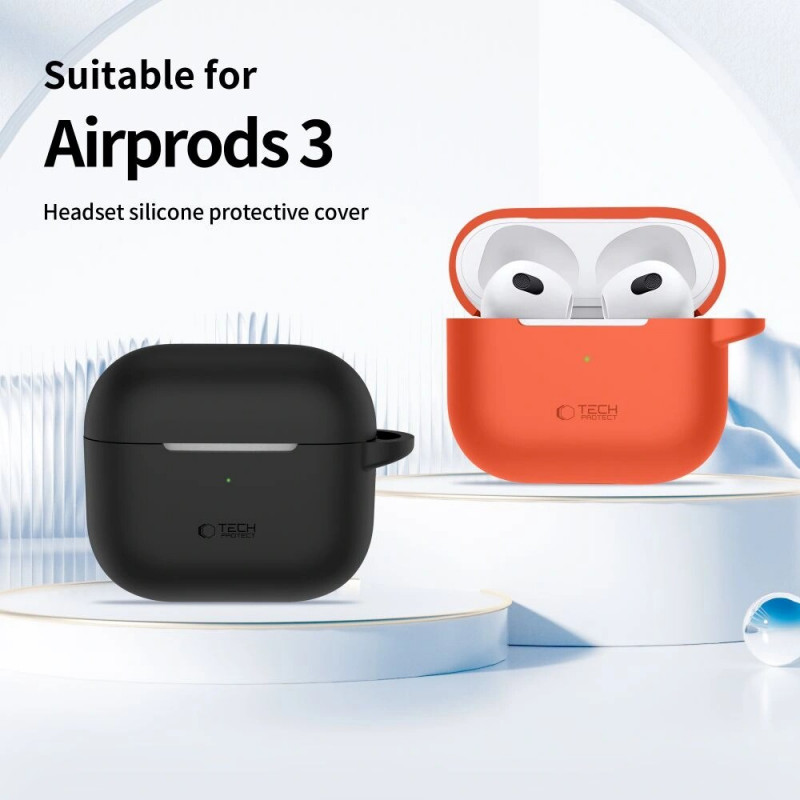 Funda Tech-Protect Silicone Hook para Apple AirPods 3 con mosquetón, lavanda