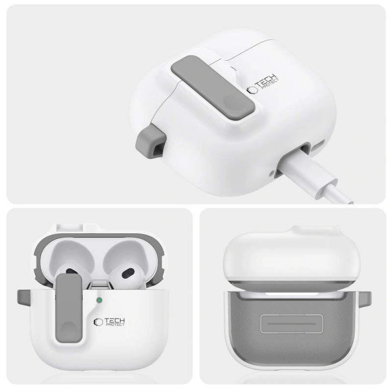 Funda Slim Hook Tech-Protect para Apple AirPods 4, blanca