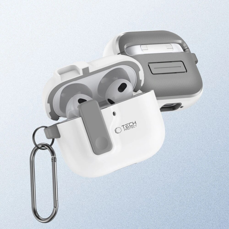 Funda Slim Hook Tech-Protect para Apple AirPods 4, blanca