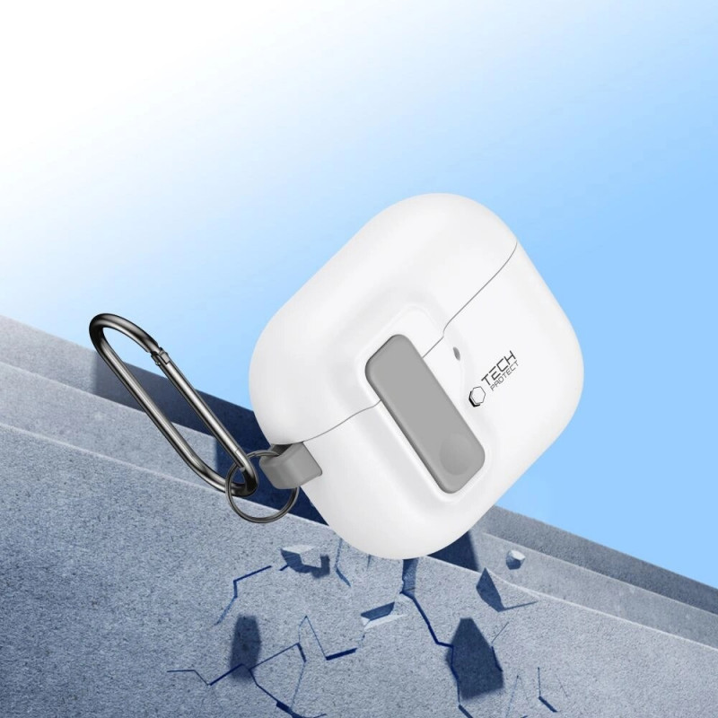 Funda Slim Hook Tech-Protect para Apple AirPods 4, blanca