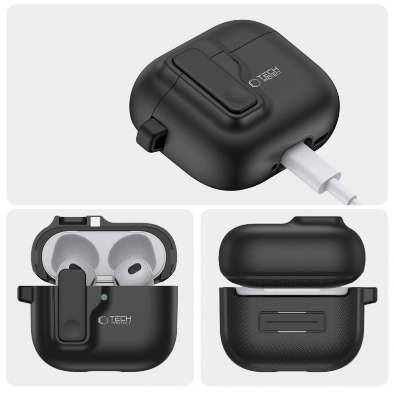 Funda Slim Hook para Apple AirPods 4, negra Tech-Protect