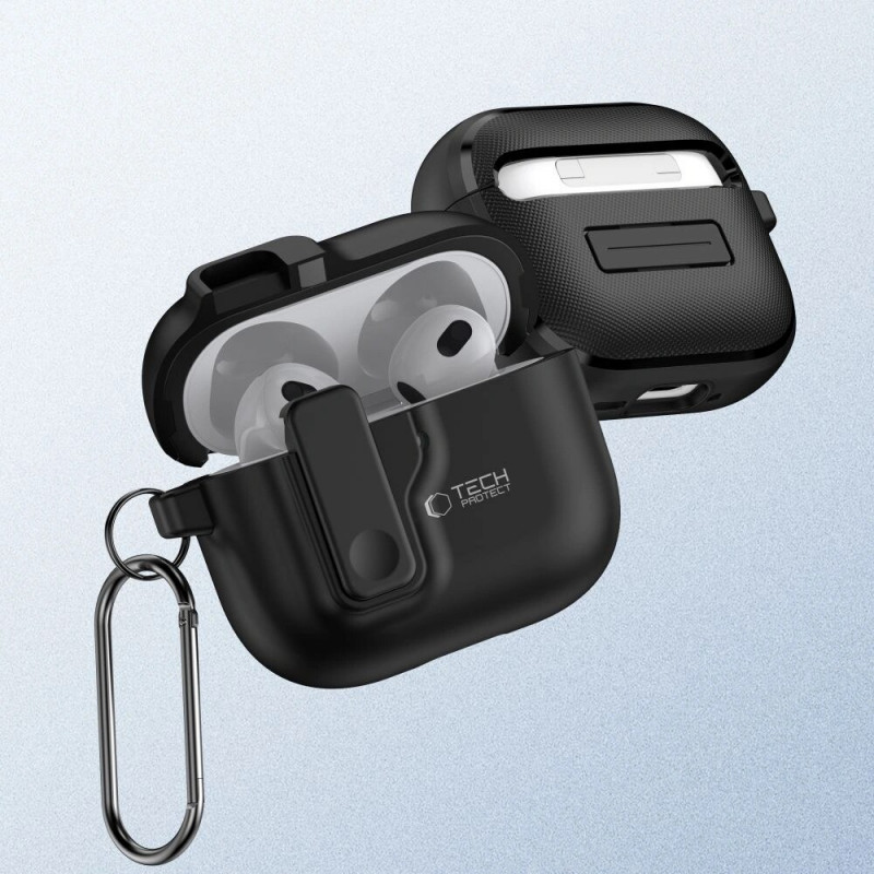 Funda Slim Hook para Apple AirPods 4, negra Tech-Protect