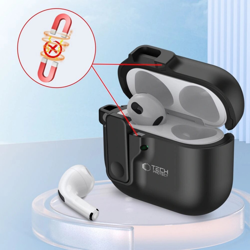 Funda Slim Hook para Apple AirPods 4, negra Tech-Protect