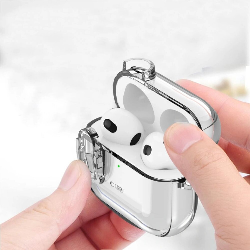 Funda Slim Hook Tech-Protect para Apple AirPods 4, transparente