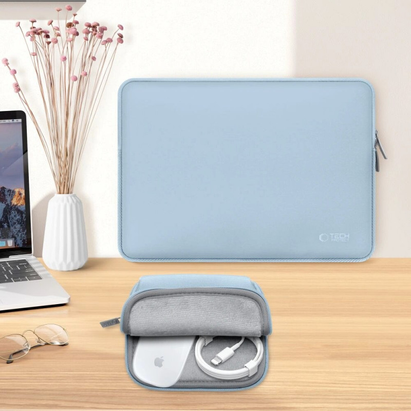 Funda Tech-Protect NeoSlim para portátil de 13-14" con bolsa de accesorios, azul invernal