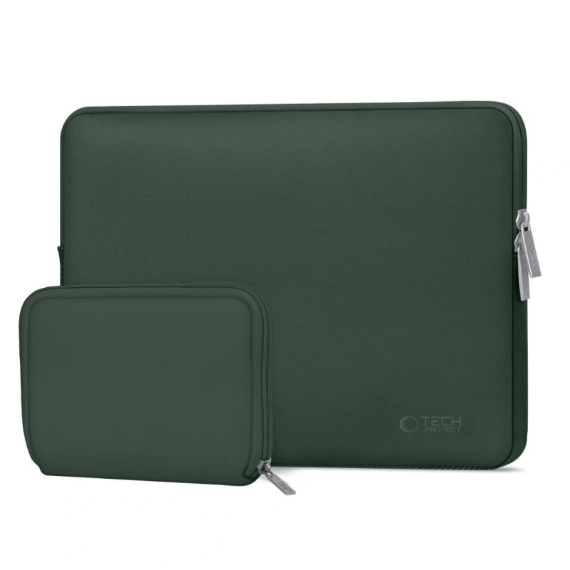 Funda Tech-Protect NeoSlim para portátil 13-14" con bolsa de accesorios, Midnight Green