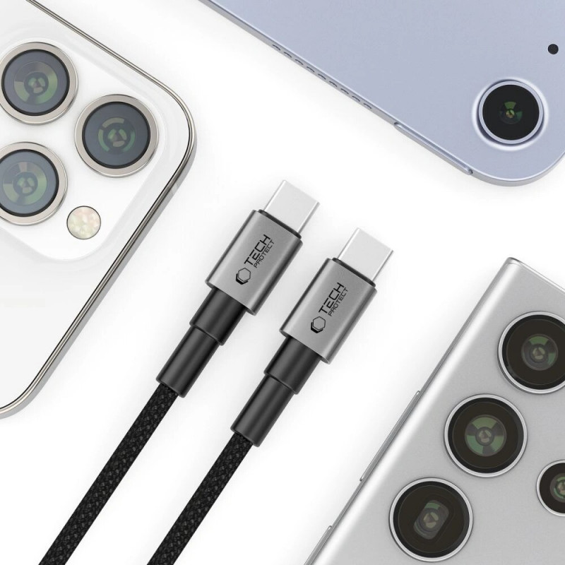 Cable Tech-Protect Ultraboost DNA USB-C / USB-C PD100W/5A 200 cm, gris hierro