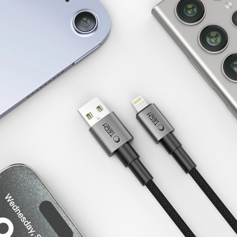 Cable Tech-Protect Ultraboost DNA USB-A / Lightning 15W/2.4A 100 cm, gris hierro