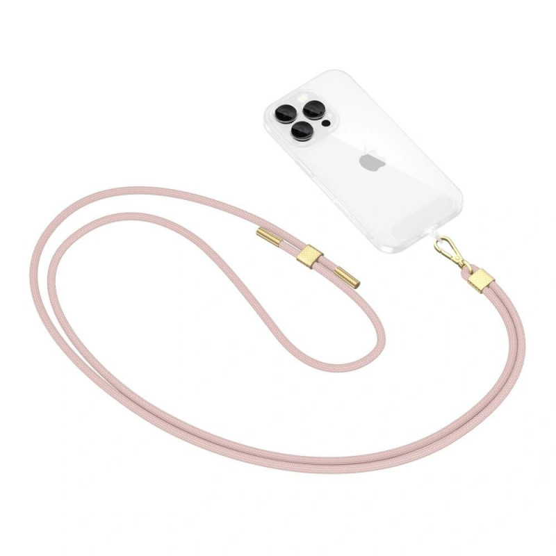 Correa cruzada para teléfono Tech-Protect C2S Rope, rosa bebé/oro