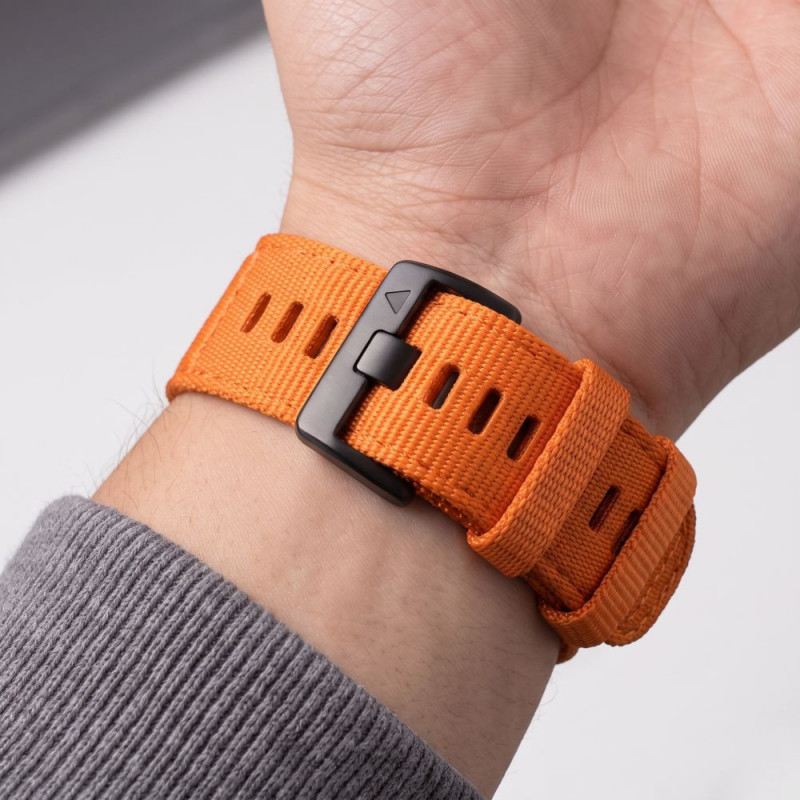 Correa de reloj Tech-Protect Nylon Classic para Garmin Fenix 5X / 5X Plus / 6X / 6X Pro / 7X / 8 / 8 Pro / 9 / 9 Pro 47 mm, naranja señal