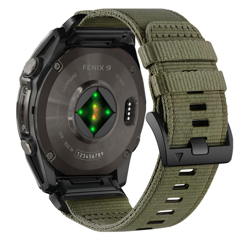 Correa de reloj Tech-Protect Nylon Classic para Garmin Fenix 5X / 5X Plus / 6X / 6X Pro / 7X / 8 / 8 Pro / 9 / 9 Pro 51 mm, verde militar