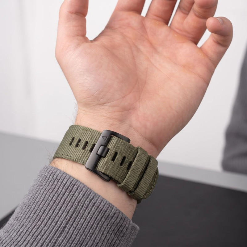 Correa de reloj Tech-Protect Nylon Classic para Garmin Fenix 5X / 5X Plus / 6X / 6X Pro / 7X / 8 / 8 Pro / 9 / 9 Pro 51 mm, verde militar