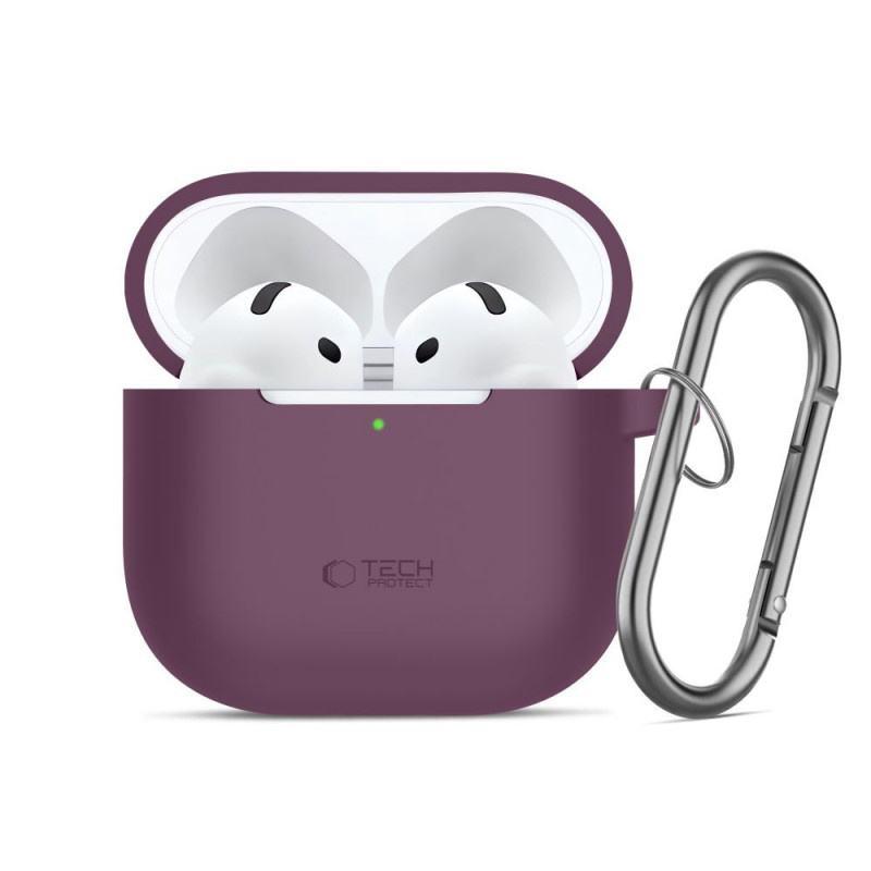 Funda de silicona Tech-Protect Silicone Hook para Apple AirPods 4 / 5 THP6094, burdeos