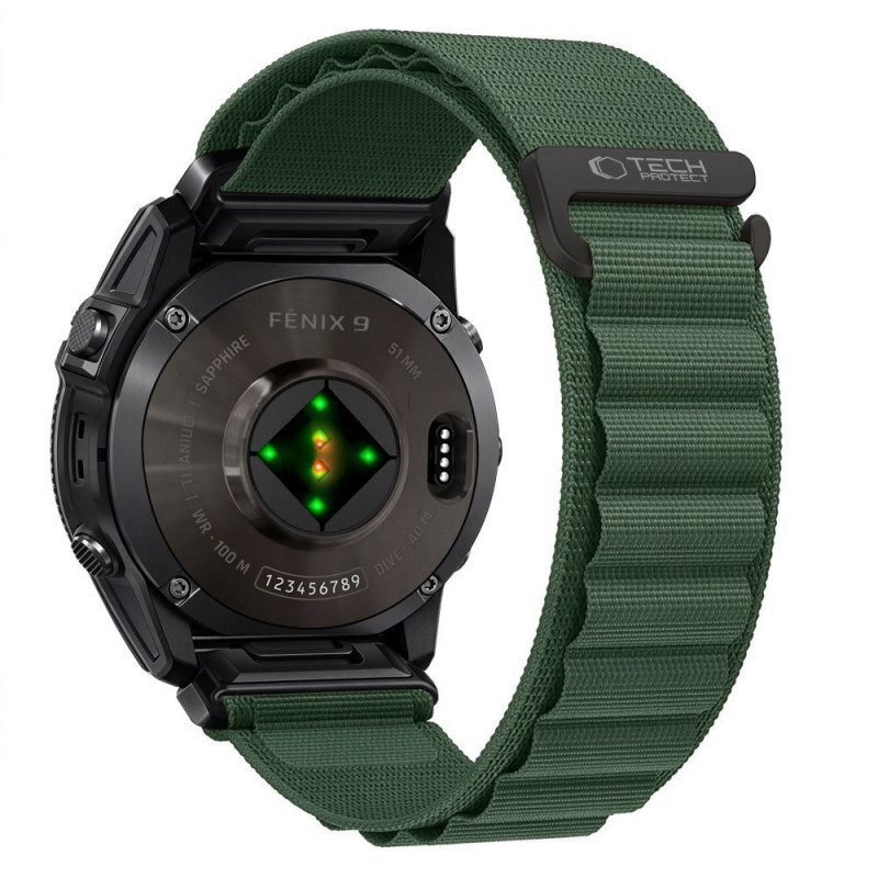 Correa de reloj Tech-Protect Nylon Pro para Garmin Fenix 5X / 5X Plus / 6X / 6X Pro / 7X / 8 / 8 Pro / 9 / 9 Pro (47 mm), verde militar