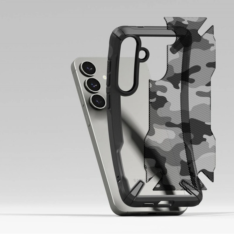 Funda Ringke Fusion-X para Samsung Galaxy S25+, negro camuflaje