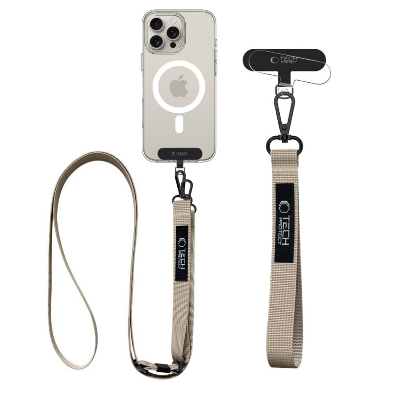 Cordón cruzado para teléfono 2 en 1 Tech-Protect C6S Rope, Cosmic Latte (beige)