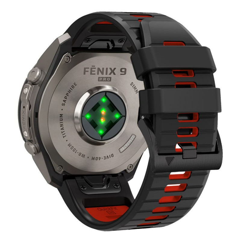 Correa para reloj Tech-Protect Iconband Pro para Garmin Fenix 5X / 5X Plus / 6X / 6X Pro / 7X / 8 / 8 Pro / 9 / 9 Pro (47 mm), negra / roja